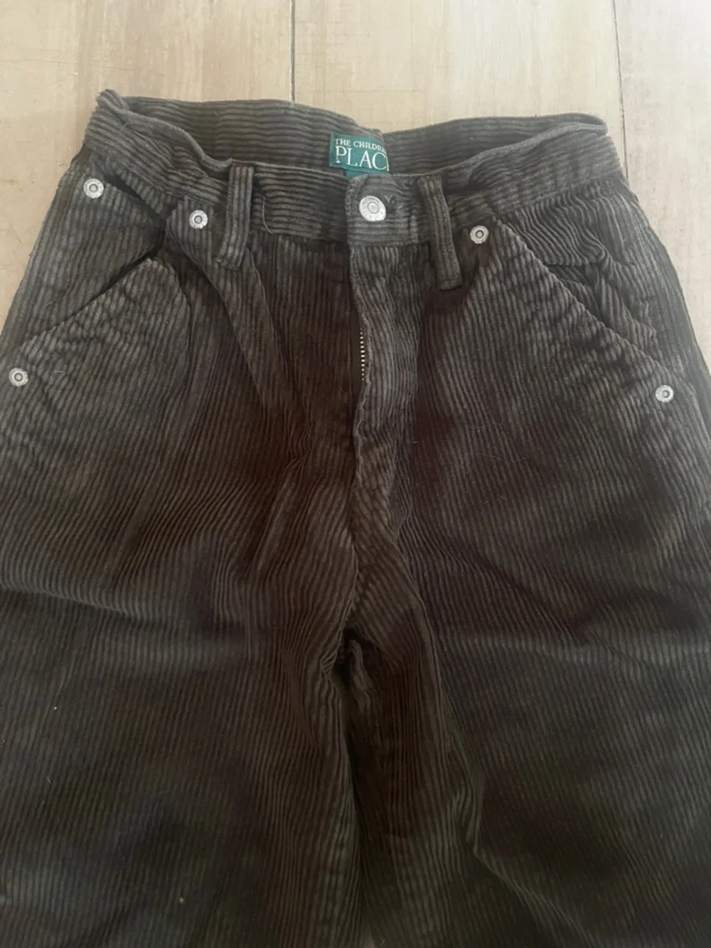 The Children's Place Dark Green Corduroy  carpenter pants with Old Navy plaid - Picture 4 of 11